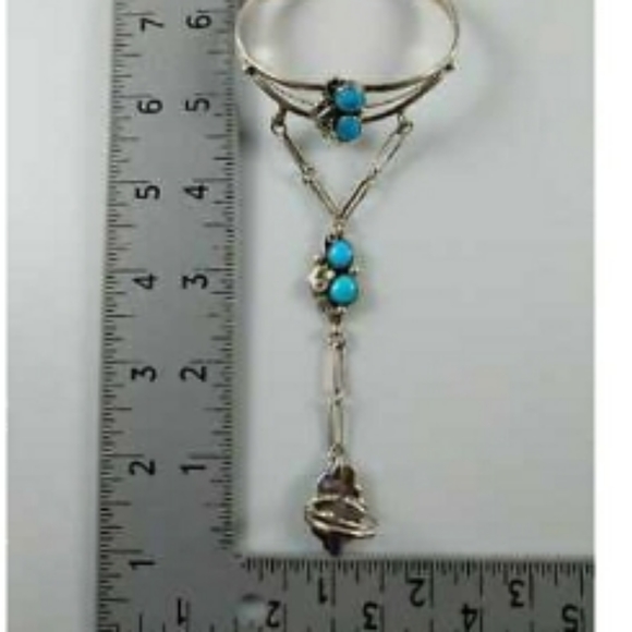 VINTAGE Turqoise Navajo Slave Cuff w/ Ring aa5 - Picture 6 of 7